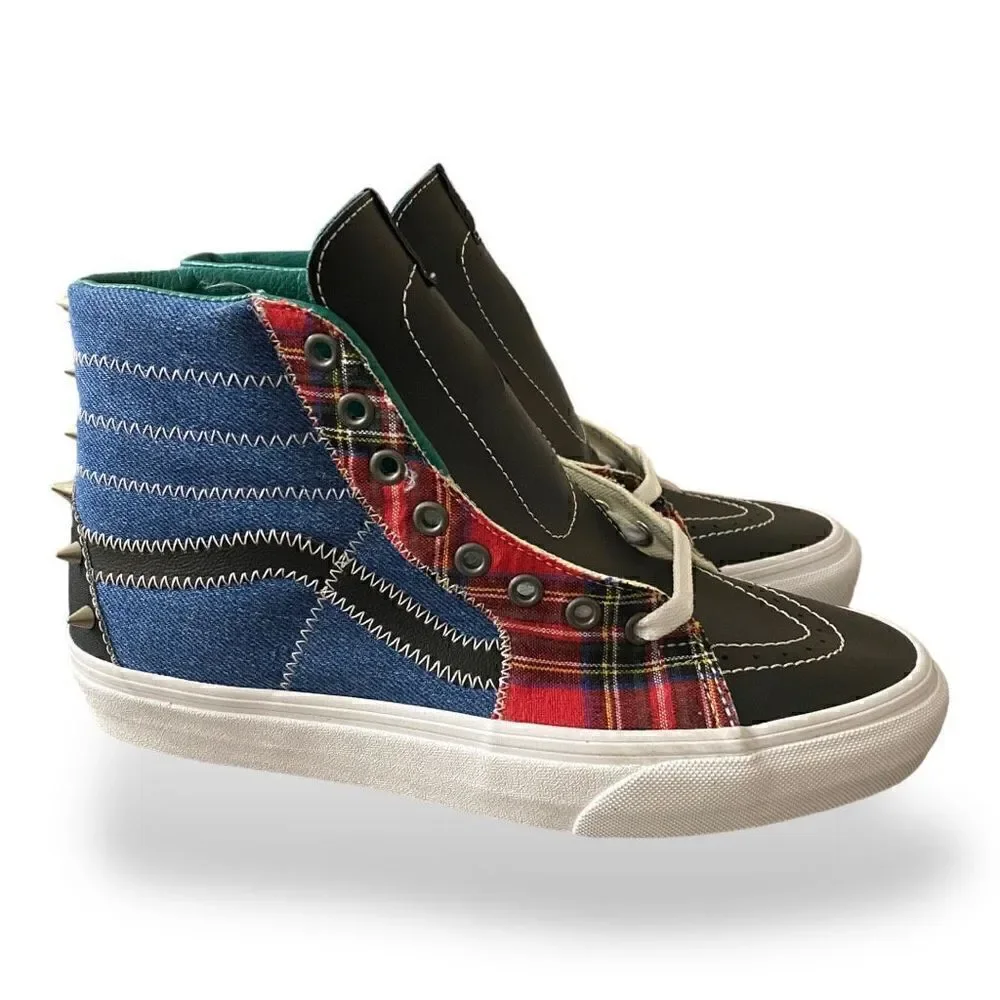 Vans Off the Wall Mens Sk8-Hi Tartan Daze Spike Sneakers size 7.5 / 9 Womens